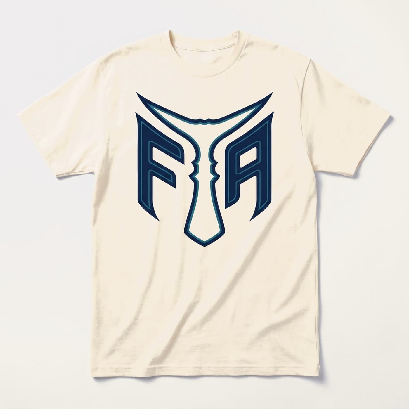 The FTA tee in cream with the F/A monogram across the chest.